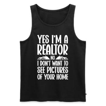 Agent immobilier Courtier immobilier Agent immobilier Agent immobilier - Débardeur bio Premium Homme - noir - Devant - AI Model Male 178 light (178cm)