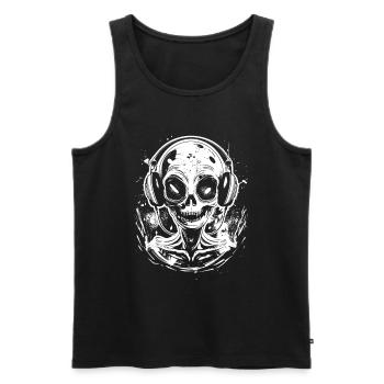 DJ Alien with Headphones Festival UFO Alien - Men's Premium Organic Tank Top - black - Front - AI Model Male 178 light (178cm)