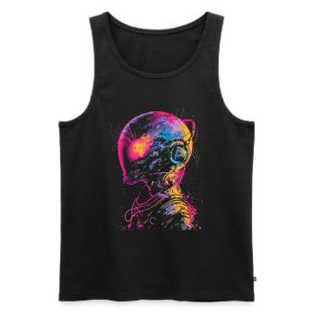DJ Alien Alien with Headphones Festival UFO - Men's Premium Organic Tank Top - black - Front - AI Model Male 178 light (178cm)