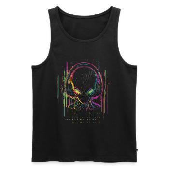 Festival DJ Alien with Headphones Alien UFO - Men's Premium Organic Tank Top - black - Front - AI Model Male 178 light (178cm)