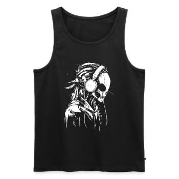 Alien festival DJ Alien with headphones UFO - Men's Premium Organic Tank Top - black - Front - AI Model Male 178 light (178cm)