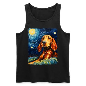 Coonhound chien Nuit étoilée Peinture - Débardeur bio Premium Homme - noir - Devant - Michal (187cm)