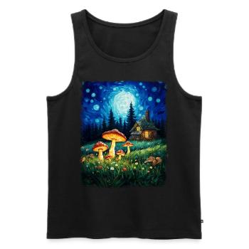 Cottagecore esthétique Nature champignon étoilé nuit Ma - Débardeur bio Premium Homme - noir - Devant - Michal (187cm)
