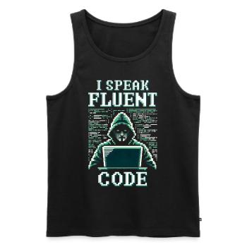 Penetrationstester I speak fluent code - Men's Premium Organic Tank Top - black - Front - AI Model Male 178 light (178cm)