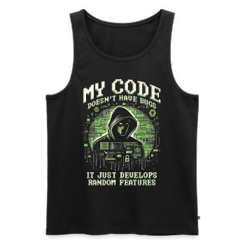 Penetrationstester Mon code n’a pas de bugs - Débardeur bio Premium Homme - noir - Devant - Michal (187cm)