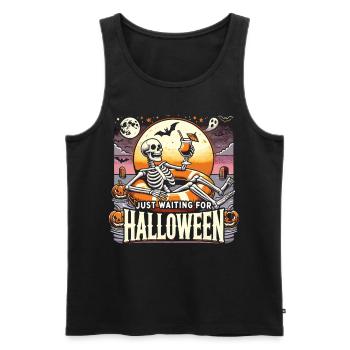 Drôle de squelette attendant halloween T-Shirt - Débardeur bio Premium Homme - noir - Devant - Michal (187cm)
