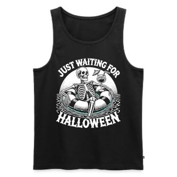 Relaxed Skelett Halloween wartet auf Halloween - Männer Premium Bio Tank Top - Schwarz - Vorne - AI Model Male 178 light (178cm)