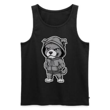 Chien cool en sweat à capuche élégant - Débardeur bio Premium Homme - noir - Devant - Michal (187cm)