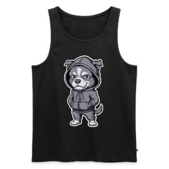 Chien cool en sweat à capuche élégant - Débardeur bio Premium Homme - noir - Devant - Michal (187cm)