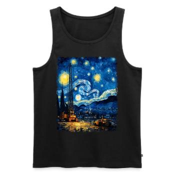 Kranführer Bauwesen HEO Sternennachtmalerei - Männer Premium Bio Tank Top - Schwarz - Vorne - Michal (187cm)