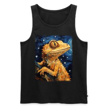 Lézard à crête Peinture de nuit étoilée - Débardeur bio Premium Homme - noir - Devant - Michal (187cm)