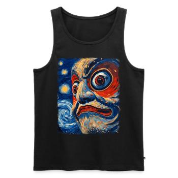 Daruma Puppe Japan Sternennacht Malerei - Männer Premium Bio Tank Top - Schwarz - Vorne - AI Model Male 178 light (178cm)