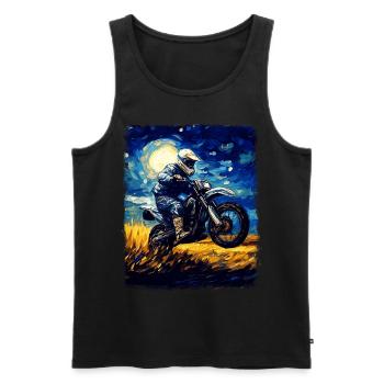 moto tout-terrain motocross moto tout-terrain motard nuit étoilée - Débardeur bio Premium Homme - noir - Devant - Michal (187cm)