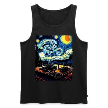 Dj Disc Jockey Plattenspieler Sternennacht Malerei - Männer Premium Bio Tank Top - Schwarz - Vorne - Michal (187cm)