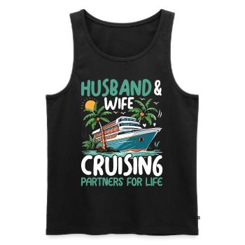 Mari et femme : partenaires de croisière pour la vie - Débardeur bio Premium Homme - noir - Devant - Michal (187cm)