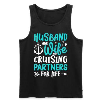 Mari et femme : partenaires de croisière pour la vie - Débardeur bio Premium Homme - noir - Devant - Michal (187cm)
