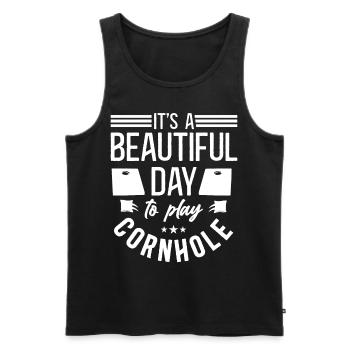 Cornhole Team Bean Bag Player - Men's Premium Organic Tank Top - black - Front - Michal (187cm)