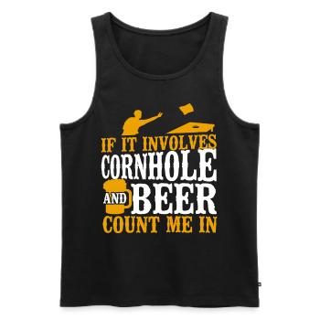Joueur de sac de haricots de l’équipe Cornhole - Débardeur bio Premium Homme - noir - Devant - Michal (187cm)