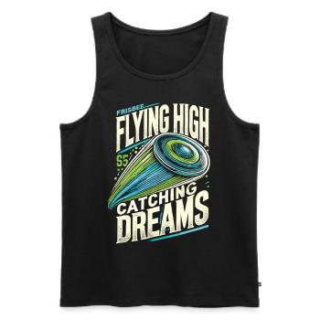 Flying High Catching Dreams - Ultimate Frisbee Tee - Men's Premium Organic Tank Top - black - Front - AI Model Male 178 light (178cm)