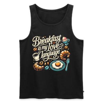 Frühstücksfreude: Breakfast is my Love Language - Men's Premium Organic Tank Top - black - Front - AI Model Male 178 light (178cm)