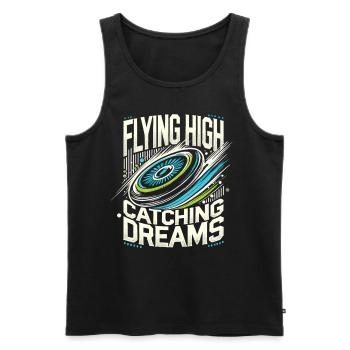 Flying High Catching Dreams - Frisbee Enthusiast - Men's Premium Organic Tank Top - black - Front - AI Model Male 178 light (178cm)