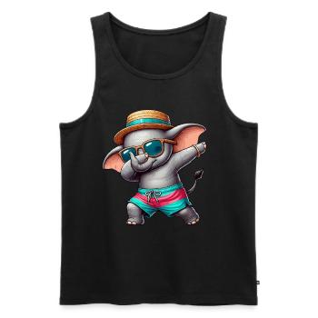 Elefant, Dabbing, Sommer, Strand Sommerurlaub - Männer Premium Bio Tank Top - Schwarz - Vorne - Michal (187cm)