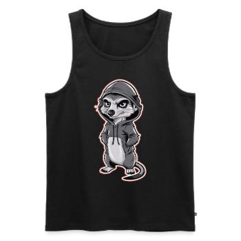 Suricate cool dans un sweat à capuche élégant - Débardeur bio Premium Homme - noir - Devant - Michal (187cm)