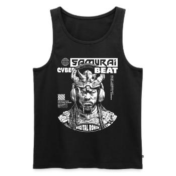 Samurai Tech : T-shirt musical pour les fans de science-fiction - Débardeur bio Premium Homme - noir - Devant - AI Model Male 178 light (178cm)
