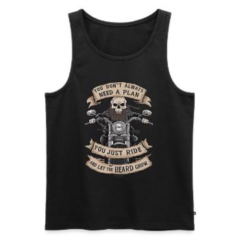 Motorrad Bart Biker Vollbart Bike Rocker - Männer Premium Bio Tank Top - Schwarz - Vorne - Michal (187cm)