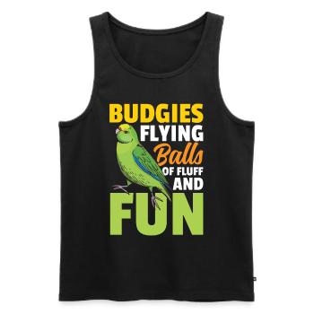 Budgies Flying Balls Of Fluff And Fun - Männer Premium Bio Tank Top - Schwarz - Vorne - Michal (187cm)