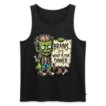 T-shirt drôle d’Halloween avec motif de dîner de zombie - Débardeur bio Premium Homme - noir - Devant - Michal (187cm)