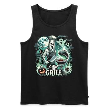 Ghost Chef at the Grill T-Shirt – Chef de Grill - Men's Premium Organic Tank Top - black - Front - AI Model Male 178 light (178cm)