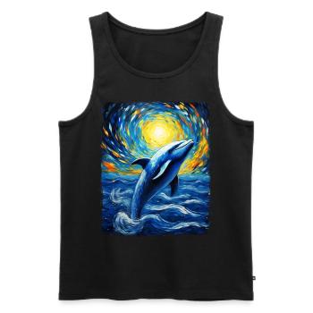 Dolphin Sea Animal Starry Night Painting - Men's Premium Organic Tank Top - black - Front - Michal (187cm)