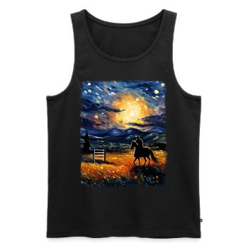 Dressage Horse Riding Equestrian Starry Night Painting - Men's Premium Organic Tank Top - black - Front - Michal (187cm)