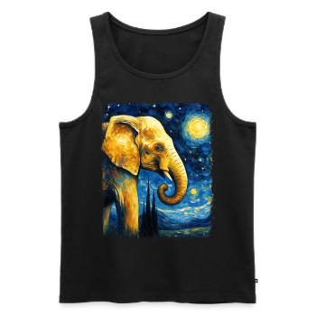 Elephant Animal Starry Night Painting - Men's Premium Organic Tank Top - black - Front - AI Model Male 178 light (178cm)