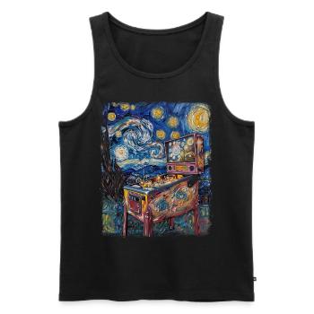 Pinball Arcade Game Machine Starry Night Painting - Men's Premium Organic Tank Top - black - Front - Michal (187cm)