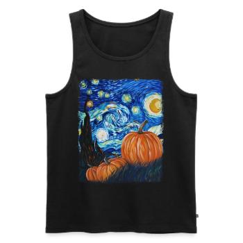 Peinture d’étoile filante de citrouille - Débardeur bio Premium Homme - noir - Devant - Michal (187cm)