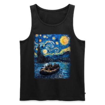 Rafting Rivière Paddle Nuit étoilée Peinture - Débardeur bio Premium Homme - noir - Devant - Michal (187cm)
