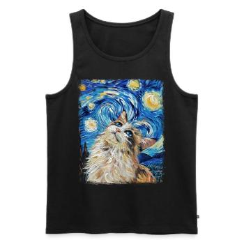 Ragdoll Cat Starry Night Painting - Men's Premium Organic Tank Top - black - Front - AI Model Male 178 light (178cm)