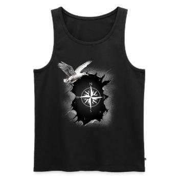 maritime seagull compass seagulls wind rose - Men's Premium Organic Tank Top - black - Front - Michal (187cm)