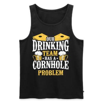 Joueur de sac de haricots de l’équipe Cornhole - Débardeur bio Premium Homme - noir - Devant - Michal (187cm)