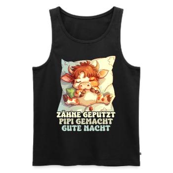 Teeth Brushed Good Night Sweet Cow Sleep Shirt - Men's Premium Organic Tank Top - black - Front - Michal (187cm)