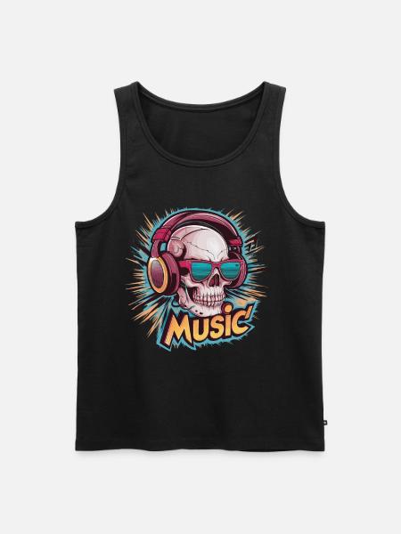 Coole Kopfhörer Musikliebhaber - Männer Premium Bio Tank Top - Schwarz
