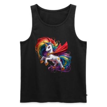 Lustiges Einhorn als Held für einen Superheld - Männer Premium Bio Tank Top - Schwarz - Vorne - Michal (187cm)