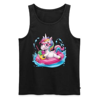 Niedliches Einhorn genießt Eiscreme-Spaß - Männer Premium Bio Tank Top - Schwarz - Vorne - Michal (187cm)
