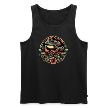 Cottagecore Aesthetic Frog - Men's Premium Organic Tank Top - black - Front - Michal (187cm)