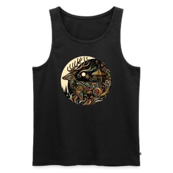 Fantaisie de cerf coloré - Débardeur bio Premium Homme - noir - Devant - Michal (187cm)