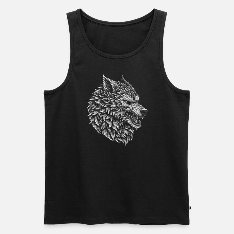 Werewolf Face - Männer Premium Bio Tank Top - Schwarz