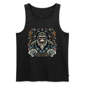 Floral Bigfoot Sasquatch - Men's Premium Organic Tank Top - black - Front - AI Model Male 178 light (178cm)