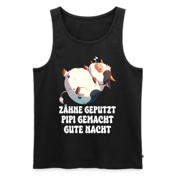 Teeth Brushed Good Night Sleep Shirt Cute Cow - Men's Premium Organic Tank Top - black - Front - Michal (187cm)